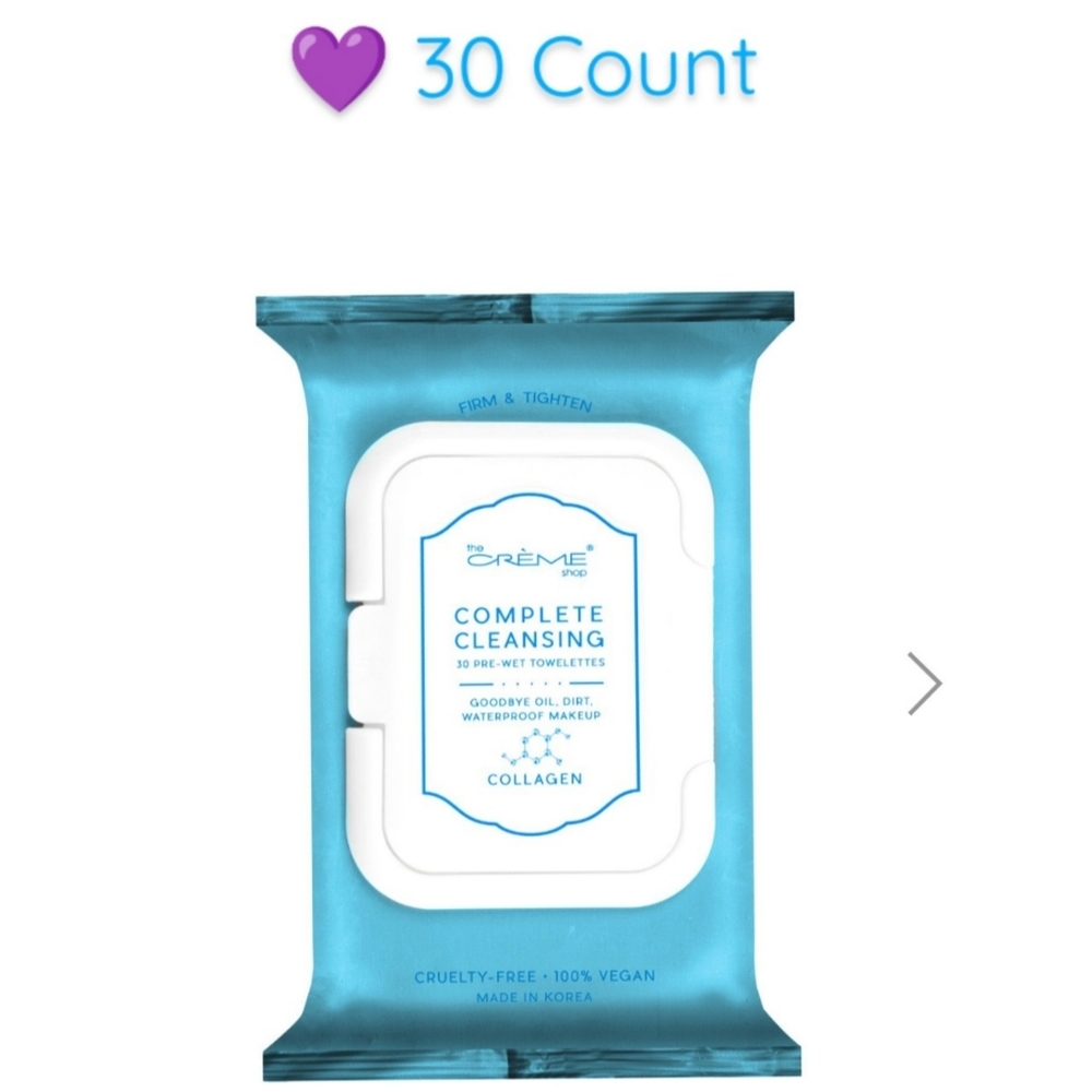 The Creme Shop Complete Cleansing Collagen Pre-Wet Towelettes 30 Count 💜